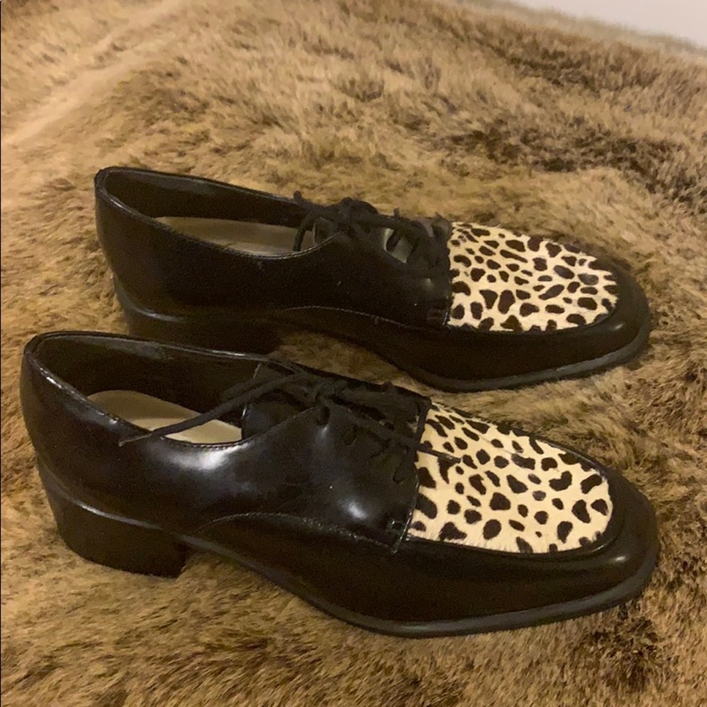 Fresco shoes black tie up with black and white